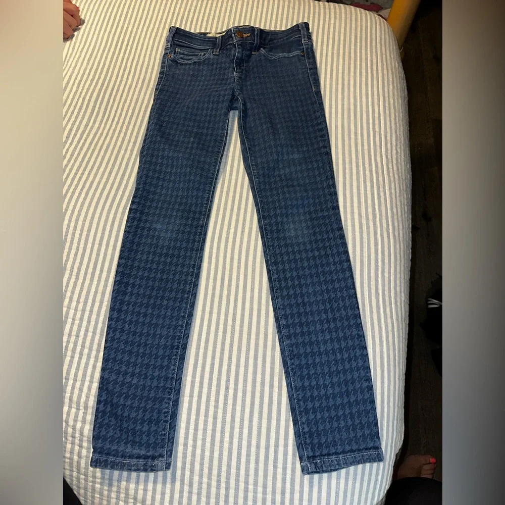 Pilcro and the Letterpress Serif Houndstooth Skinny Jeans Blue Denim Size 27 - Picture 3 of 8